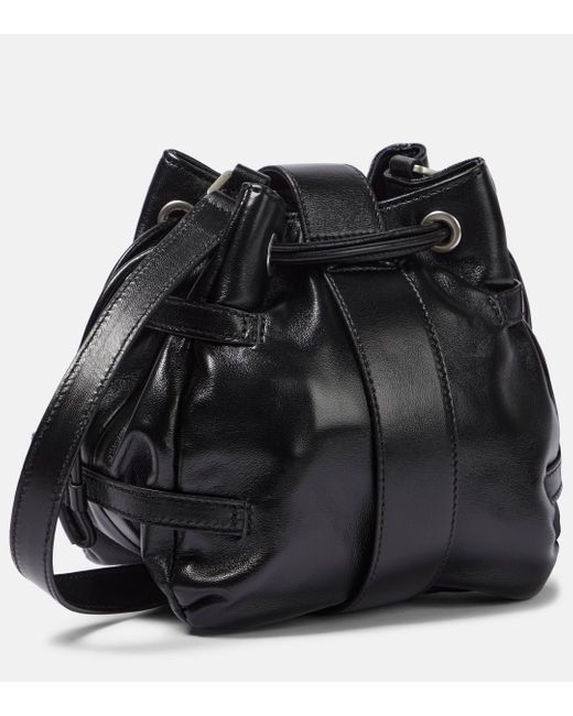 Blumarine Black Butterfly Small Leather Bucket Bag