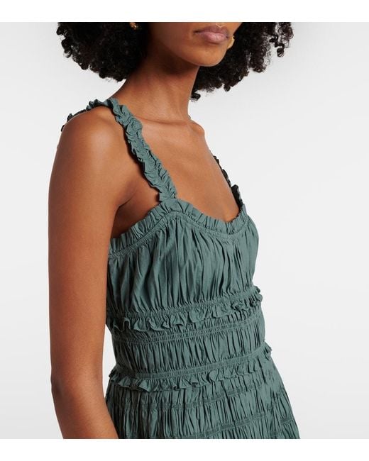 Doen Green Marianne Ruffled Cotton Poplin Midi Dress