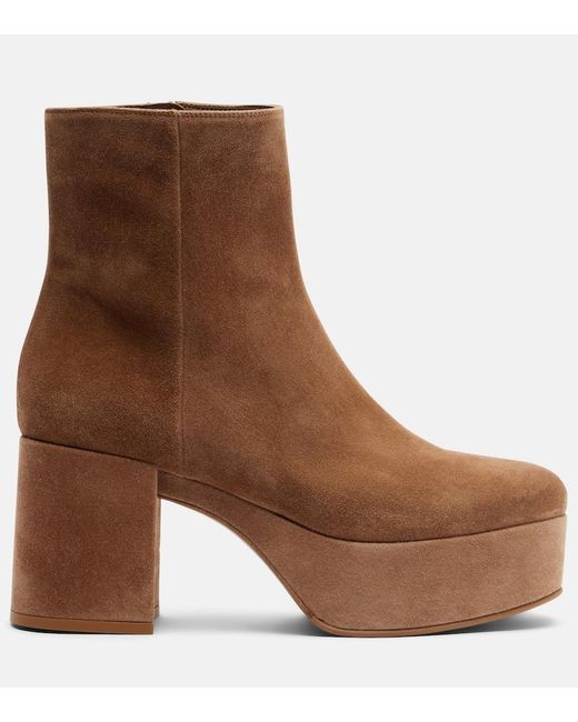 Gianvito Rossi Brown Sally Suede Platform Ankle Boots