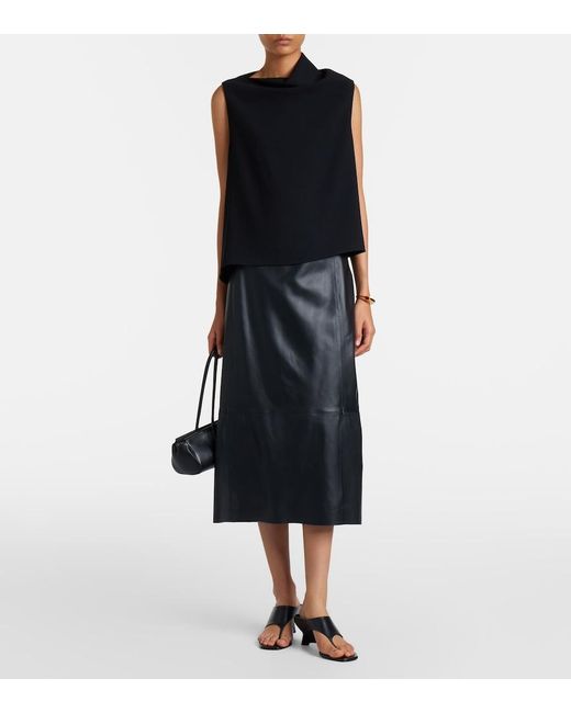 Vince Black Draped Asymmetric Crepe Top