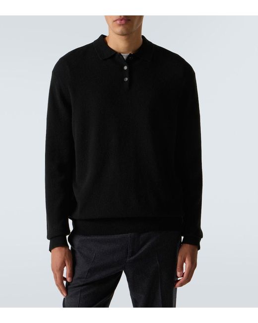 LeKasha Black Crete Cashmere Polo Sweater for men