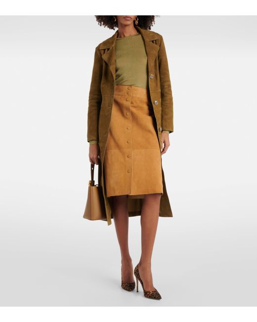 Yves Salomon Natural Suede Trench Coat