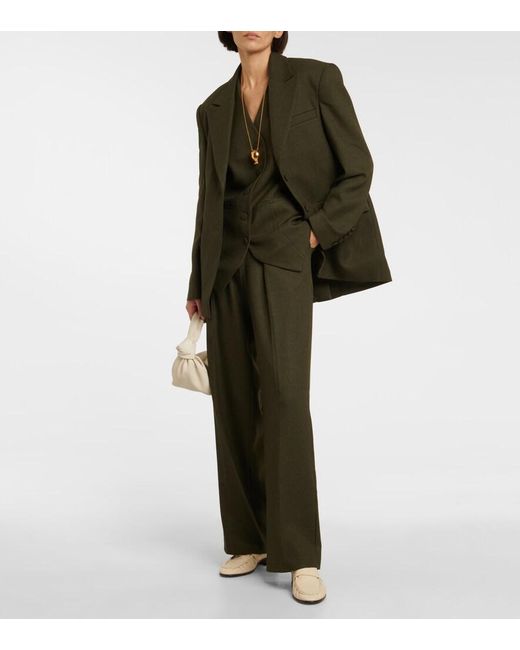AYA MUSE Green Ori High-Wise Wide-Leg Pants
