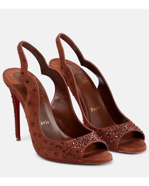 Christian Louboutin Brown Nudes Degrachick Suede Sandals