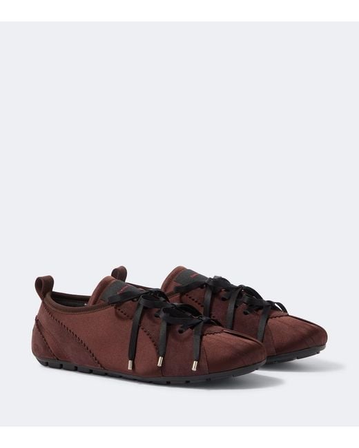 Simone Rocha Brown Ballerina Grip Suede-Trimmed Satin Sneakers for men