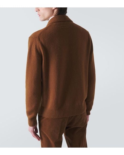 Zegna Brown Cashmere And Mohair Cardigan for men