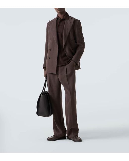 Allude Brown Wool And Cashmere Overshirt for men