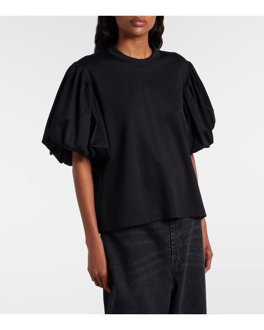 Noir Kei Ninomiya Black Puff-Sleeve Cotton Jersey T-Shirt