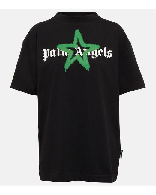 Palm Angels Black Star Sprayed Printed Cotton T-shirt