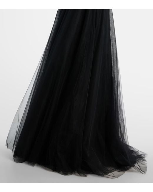 Costarellos Black Tulle Bustier Gown