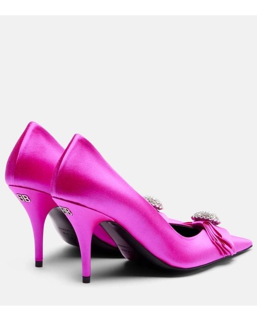Balenciaga Pink Avenue Palazzo 90 Embellished Satin Pumps