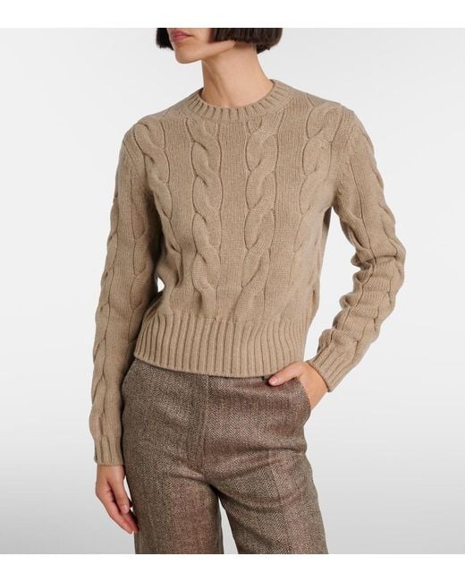 Loro Piana Natural Napier Cable-Knit Cashmere Sweater