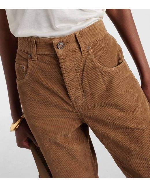 Jeans anchos de tiro alto Saint Laurent de color Brown
