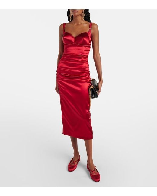 Dolce & Gabbana Red Satin Ballet Flats