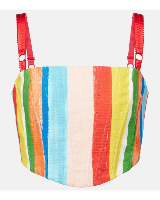 Dolce & Gabbana White Striped Cotton-Blend Tank Top