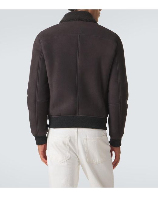 Eleventy Black Shearling-Lined Suede Jacket for men