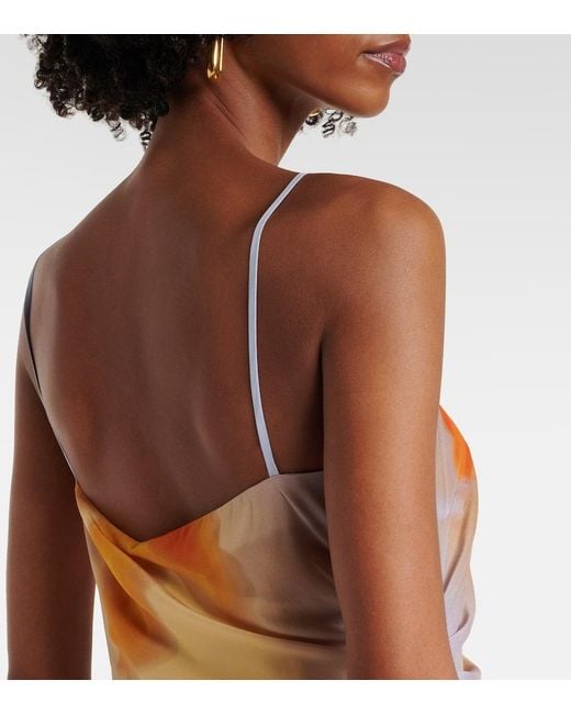 Top Lencero Serene De Seda Estampado Sir de color Orange