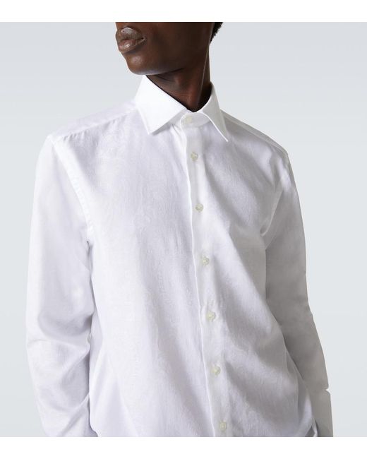 Etro White Roma Cotton Jacquard Shirt for men