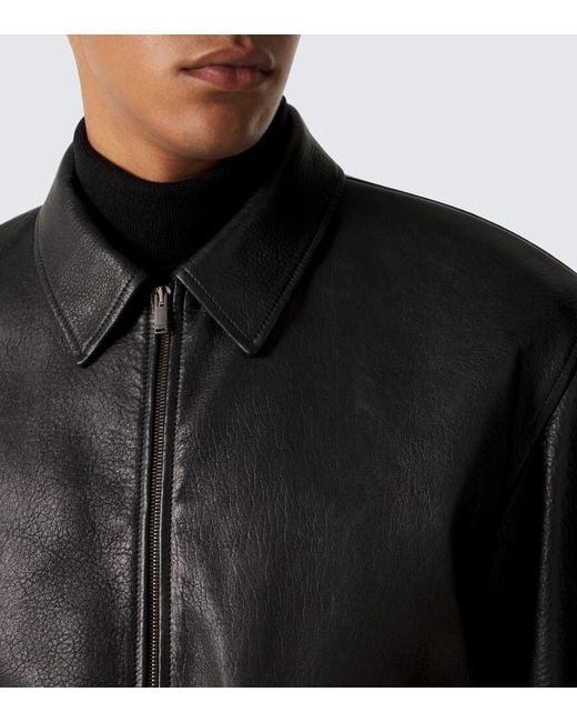 Saint Laurent Black Leather Blouson Jacket for men