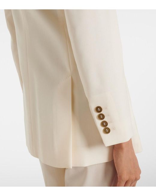 Max Mara Natural Double-Breasted Virgin Wool Blazer