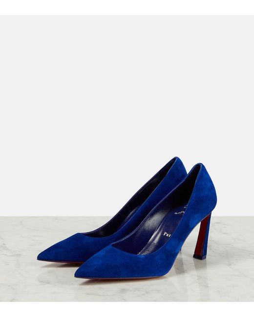 Christian Louboutin Blue Condora 85 Suede Pumps