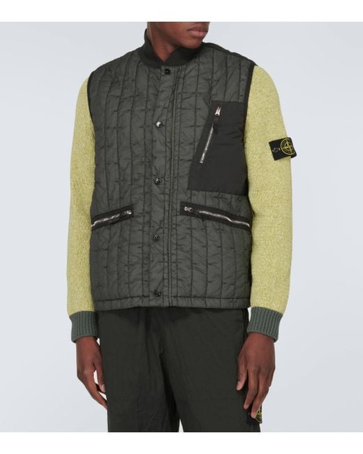 Stone Island Green Compass Quilted Vest for men