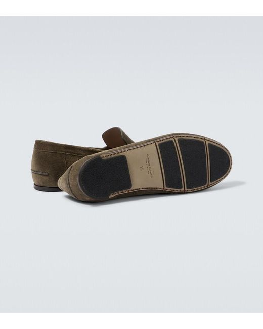 Manolo Blahnik Green Alder Suede Loafers for men