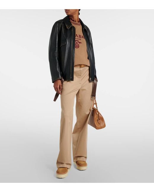 Prada Brown Shearling-Lined Suede Ankle Boots
