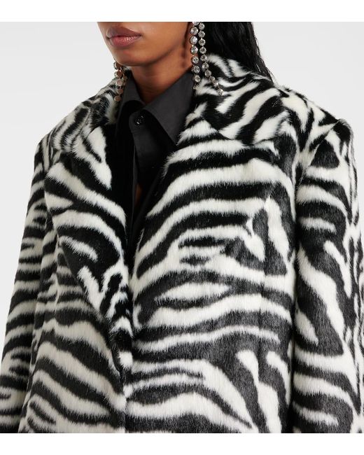 ROTATE BIRGER CHRISTENSEN White Zebra-Print Faux Fur Coat