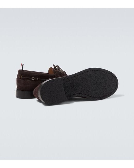 Thom Browne Brown Suede Boat Shoes for men