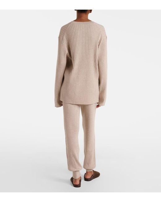 Jardin Des Orangers Natural Ribbed-Knit Cotton And Cashmere Sweatpants