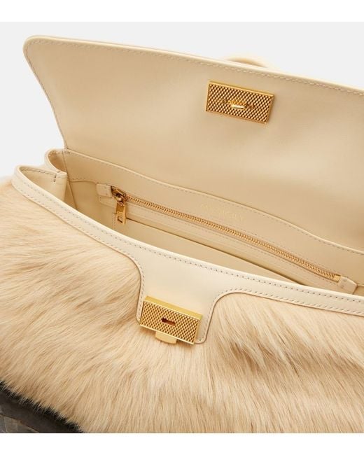 Dolce & Gabbana Natural Sicily Large Leather And Shearling Top-Handle Bag