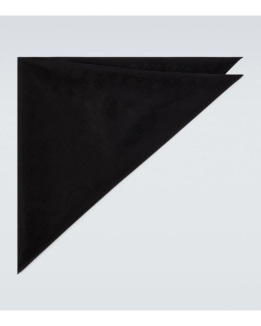 Gucci Black Gg Cotton And Silk Pocket Square for men