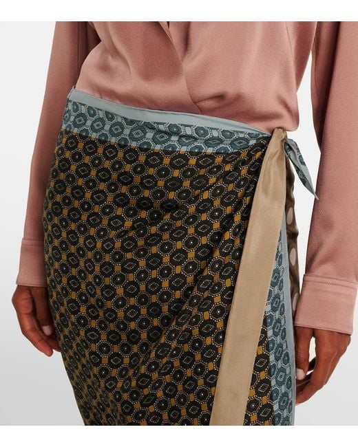 Dries Van Noten Multicolor Printed Silk Wrap Skirt