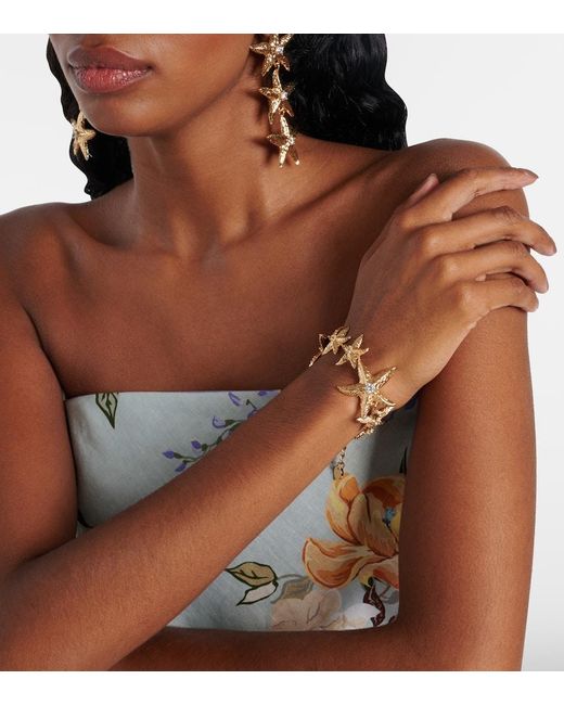 Self-Portrait Metallic Armband Mit Zierperlen, 18Kt Vergoldet