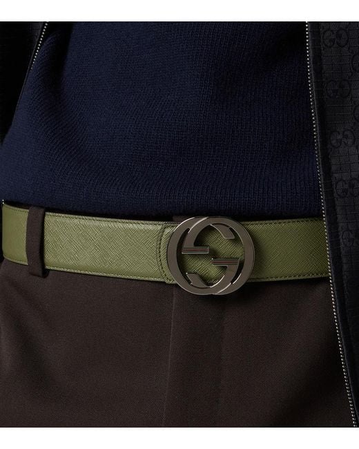 Gucci Green Double G Reversible Leather Belt for men