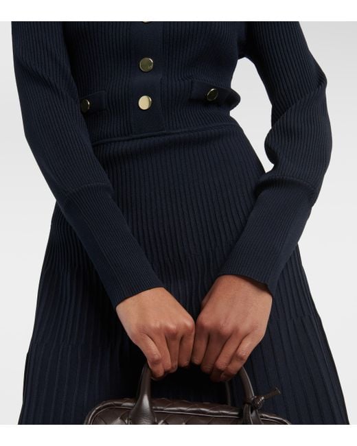 Veronica Beard Blue Lauper Puff-sleeve Sweater Dress