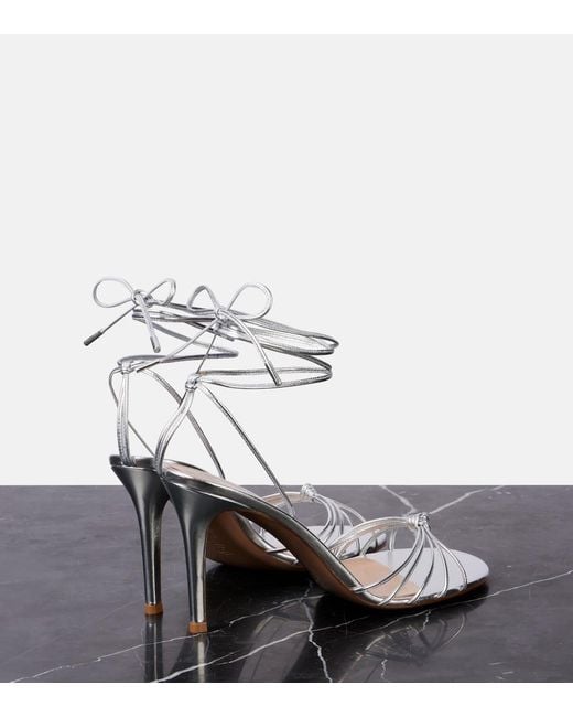 Gianvito Rossi White Gwyneth Metallic Leather Sandals