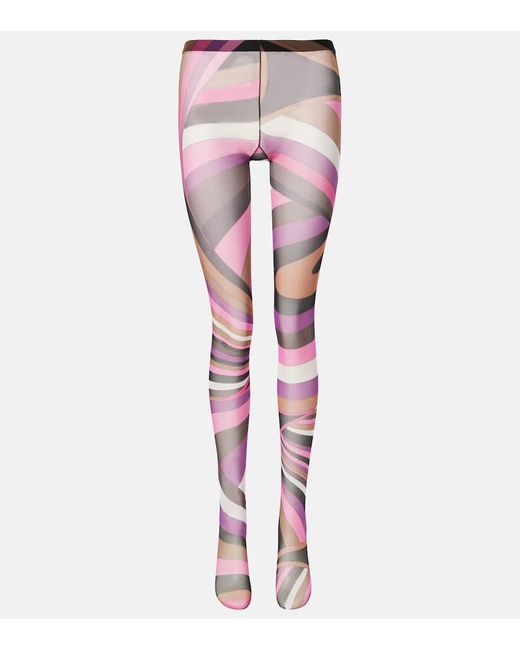 Emilio Pucci Pink Iride Printed Tights