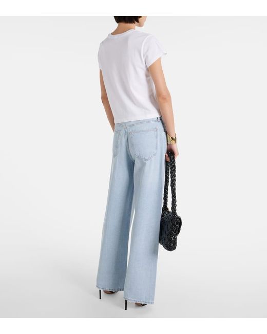 Agolde White Adine Cropped Cotton Jersey T-Shirt