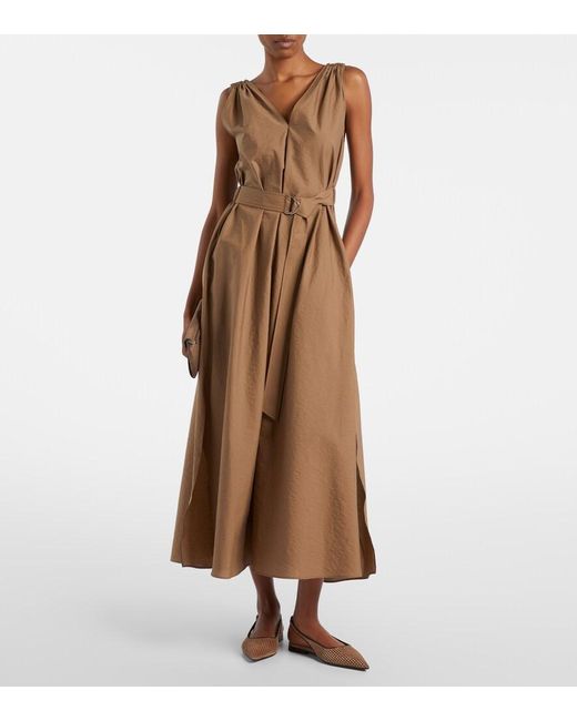 Brunello Cucinelli Brown Perforated Leather Slingback Flats