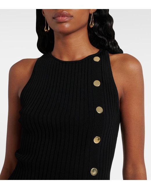 Veronica Beard Black Nelson Embellished Ribbed-Knit Top
