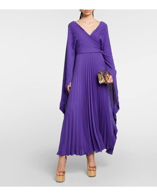 Abito Lungo Plisse di Valentino in Purple