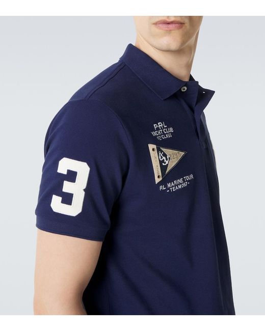Polo Ralph Lauren Blue Embroidered Cotton Polo Shirt for men