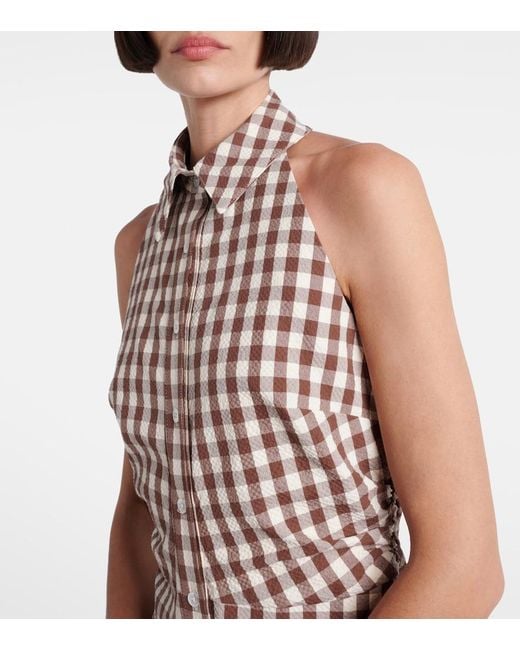 Veronica Beard Natural Mackey Gingham Seersucker Midi Dress