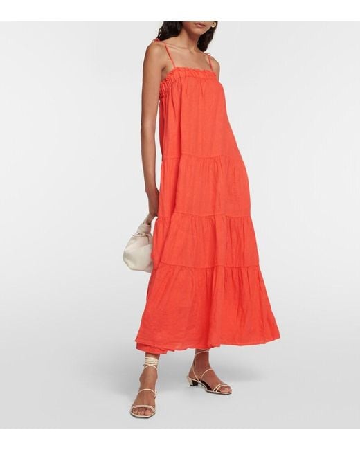 Velvet Charlie Tiered Linen Maxi Dress