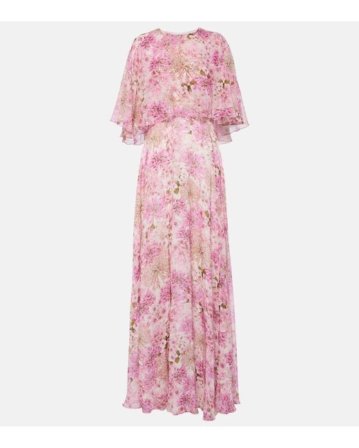 Giambattista Valli Pink Printed Silk Georgette Maxi Dress