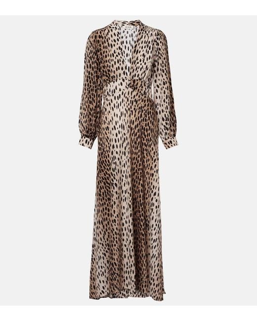 Rixo Natural Bedrucktes Maxikleid Emory Aus Seide
