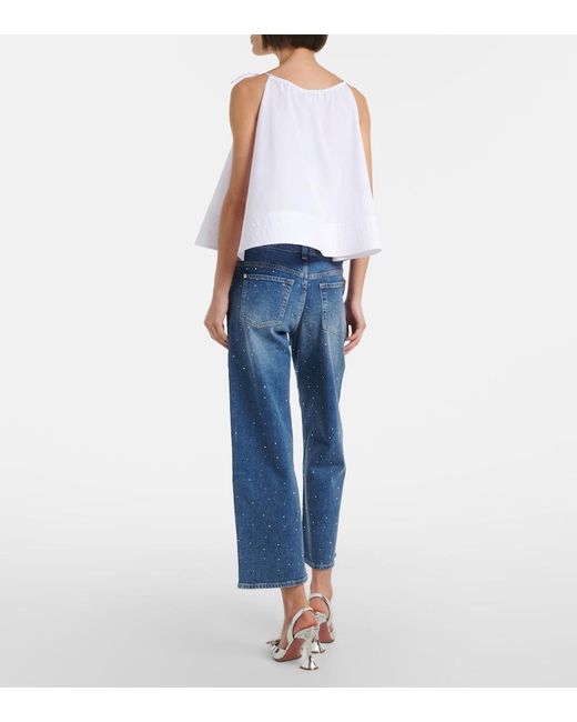 7 For All Mankind Blue Stovepipe Embellished Straight Jeans