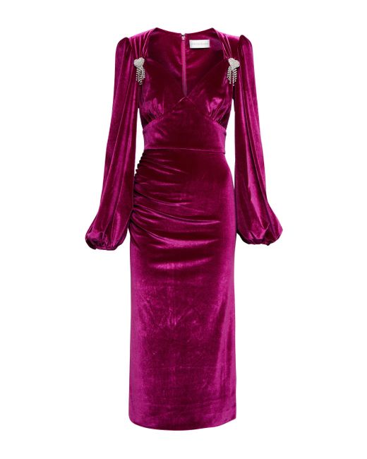 Vestido midi Aubrey de terciopelo Rebecca Vallance de color Purple